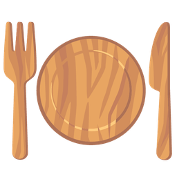 Wood and Fork and knife with plate