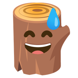 Wood and Grinning face with sweat