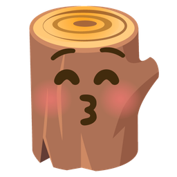 Wood and Kissing face with closed eyes