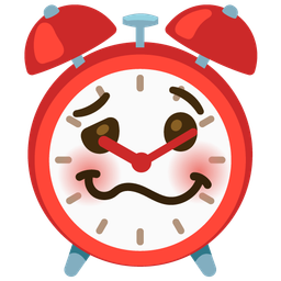 woozy face and alarm clock