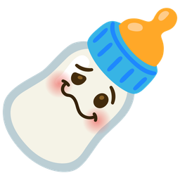 woozy face and baby bottle