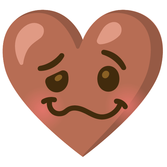 Woozy face and Brown heart