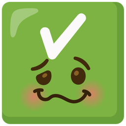 woozy face and check mark button