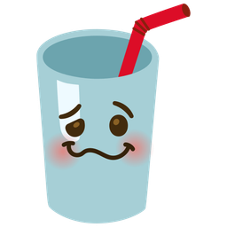 woozy face and cup with straw