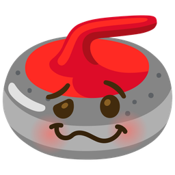 woozy face and curling stone