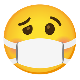 woozy face and face with medical mask