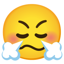 woozy face and face with steam from nose