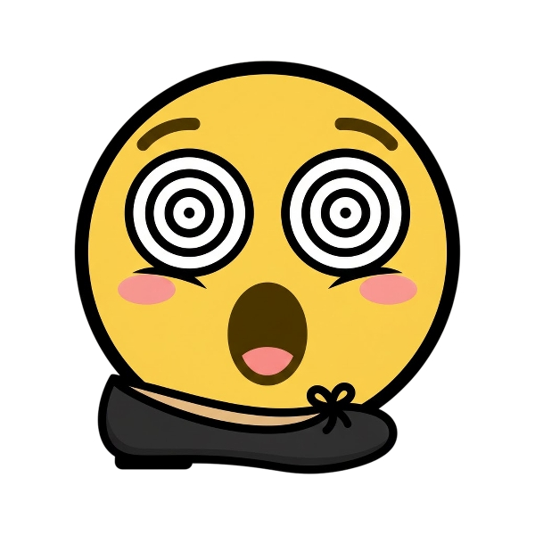 Woozy face and Flat shoe