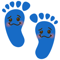 woozy face and footprints