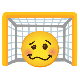 woozy face and goal net