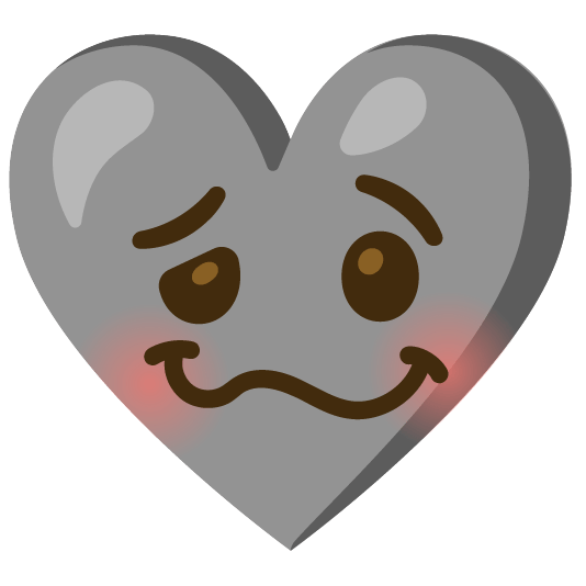 Woozy face and Grey heart