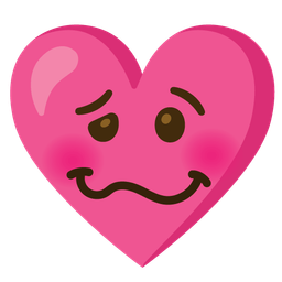 woozy face and heart with ribbon