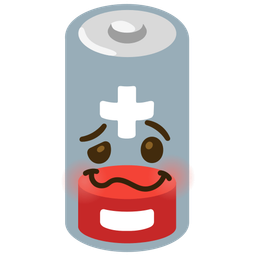 woozy face and low battery