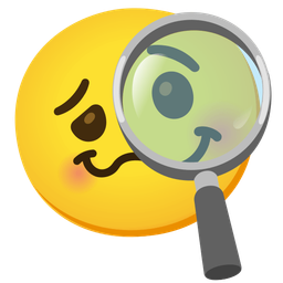 woozy face and magnifying glass tilted right