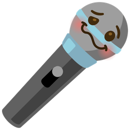 woozy face and microphone