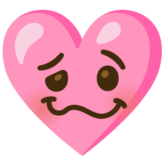Woozy face and Pink heart