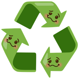woozy face and recycling symbol