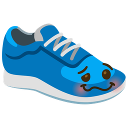 woozy face and running shoe