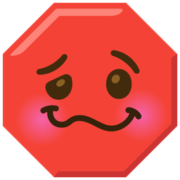 woozy face and stop sign