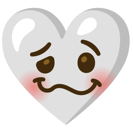 Woozy face and White heart