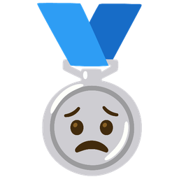 Worried face and 2nd place medal