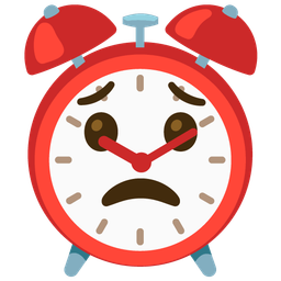 Worried face and Alarm clock