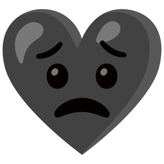 Worried face and Black heart