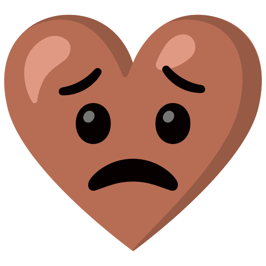 Worried face and Brown heart