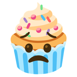 worried face and cupcake