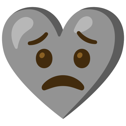 Worried face and Grey heart