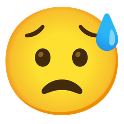 Worried face and Grinning face with sweat