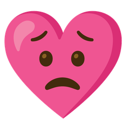 Worried face and Heart with ribbon