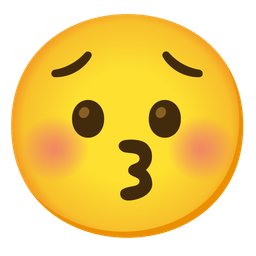 Worried face and Kissing face with closed eyes