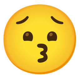 Worried face and Kissing face