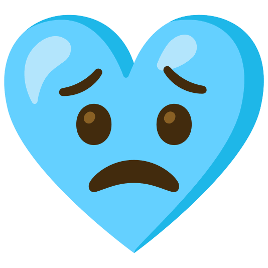Worried face and Light blue heart