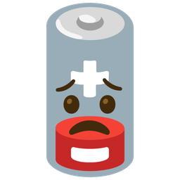 Worried face and Low battery
