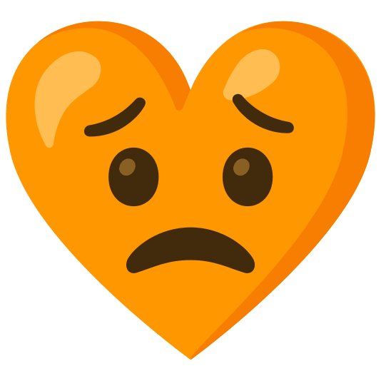 Worried face and Orange heart