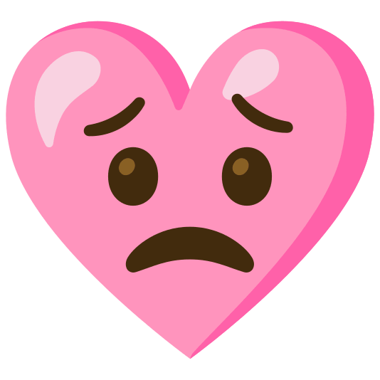 Worried face and Pink heart