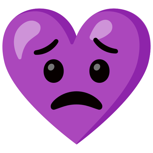 Worried face and Purple heart