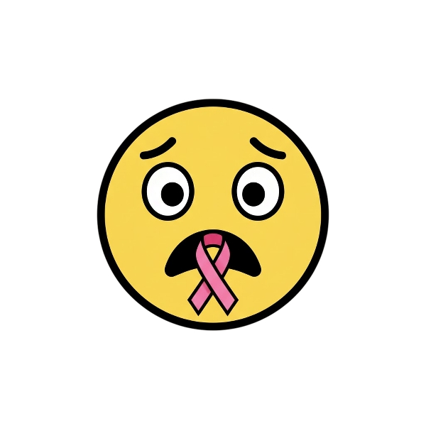 Worried face and Reminder ribbon