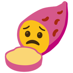 worried face and roasted sweet potato