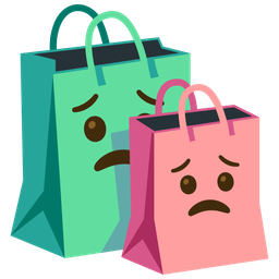 Worried face and Shopping bags