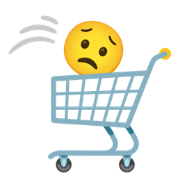 Worried face and Shopping cart