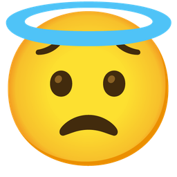 Worried face and Smiling face with halo