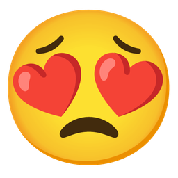 Worried face and Smiling face with heart-eyes
