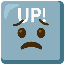 Worried face and UP! button