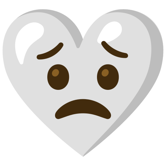 Worried face and White heart