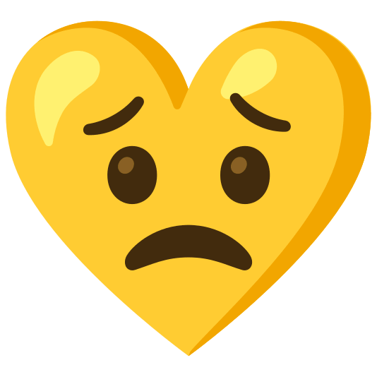Worried face and Yellow heart