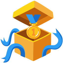 wrapped gift and 1st place medal