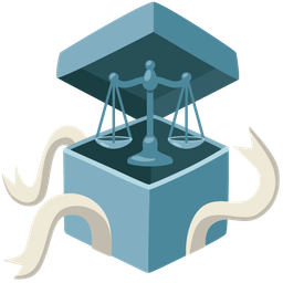 wrapped gift and balance scale